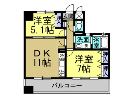 サンライズエモト(2LDK/3階)の間取り写真