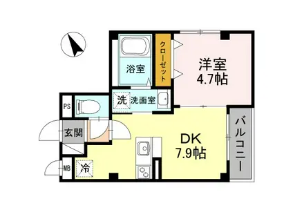 阪堺電気軌道阪堺線 宿院駅 徒歩3分 5階建 築7年(1DK/3階)の間取り写真