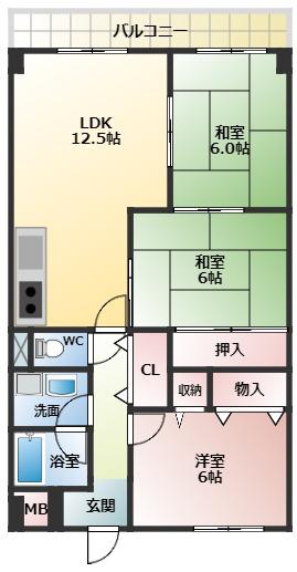 ステラルーチェ(3LDK/1階)の間取り写真