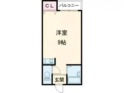 スクエアーコート津田(ワンルーム/2階)の間取り写真