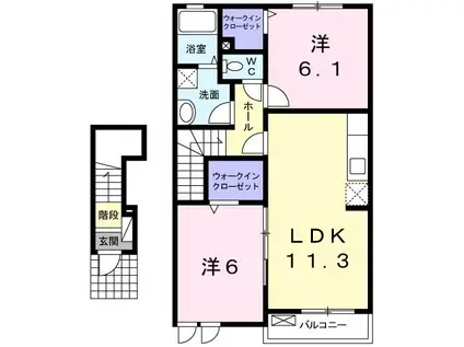 HOUSE・1(2LDK/2階)の間取り写真