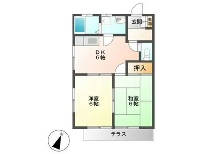 オレンジハウス井尻駅南A(2DK/1階)の間取り写真