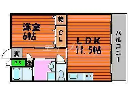 サンライト富田(1LDK/3階)の間取り写真