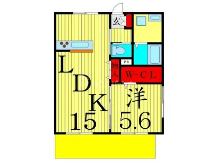 第6六親荘(1LDK/2階)の間取り写真