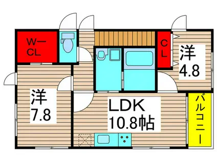 KINE HOUSE(2LDK/2階)の間取り写真