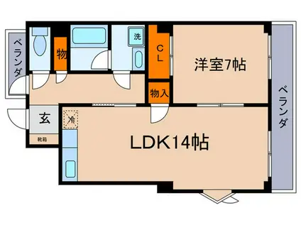 TOKUDA MANSION(1LDK/3階)の間取り写真