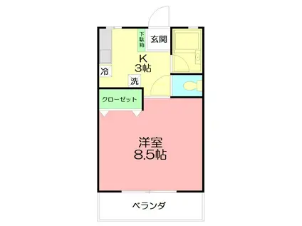 エスポワール平井(1K/2階)の間取り写真