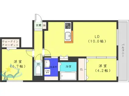 ロイヤルガーデン北6条(2LDK/1階)の間取り写真