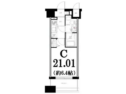 グリフィン横浜東口参番館(1K/4階)の間取り写真