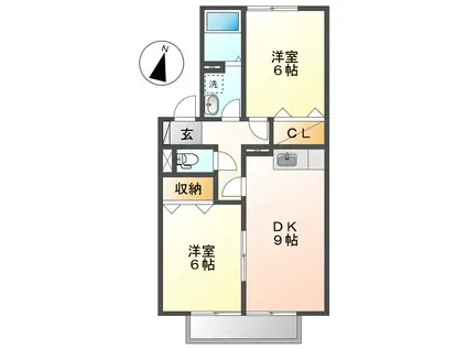 ECO-レジデンスC(2DK/2階)の間取り写真