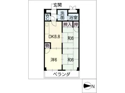 シャトール原(3DK/3階)の間取り写真