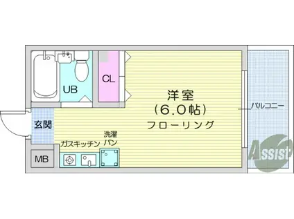 Mヒルズ本町(1K/8階)の間取り写真