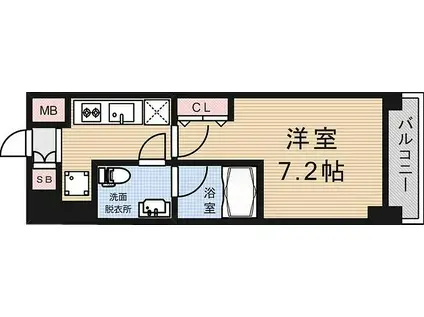 クレストフォルム大阪天満橋(1K/12階)の間取り写真