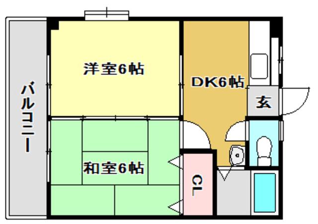 レジデンスマルミツ(2DK/3階)の間取り写真