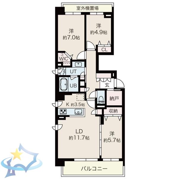 ル・コルヌイエ山鼻(3LDK/4階)の間取り写真