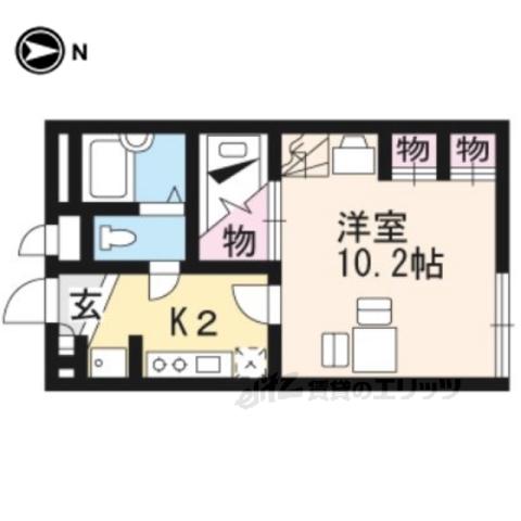 レオパレス北野(1K/1階)の間取り写真