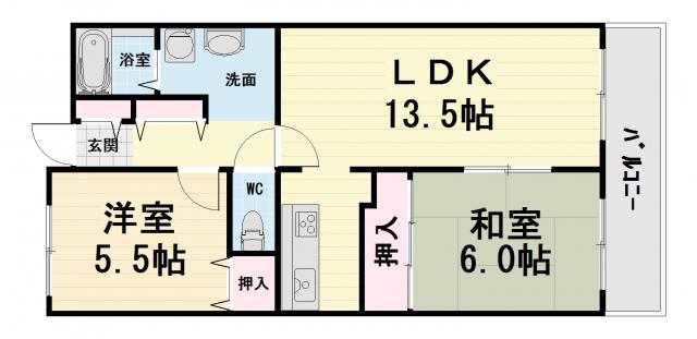 グレース羽衣(2LDK/3階)の間取り写真