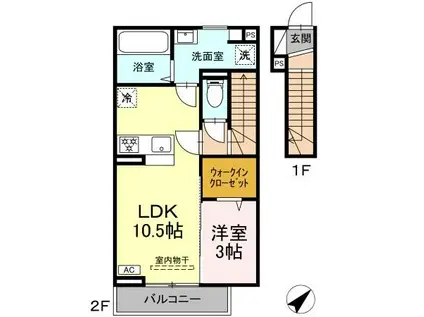 コーポTMT(1LDK/2階)の間取り写真
