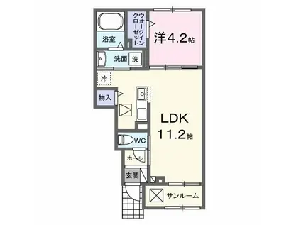 カミーノ アムレト II(1LDK/1階)の間取り写真