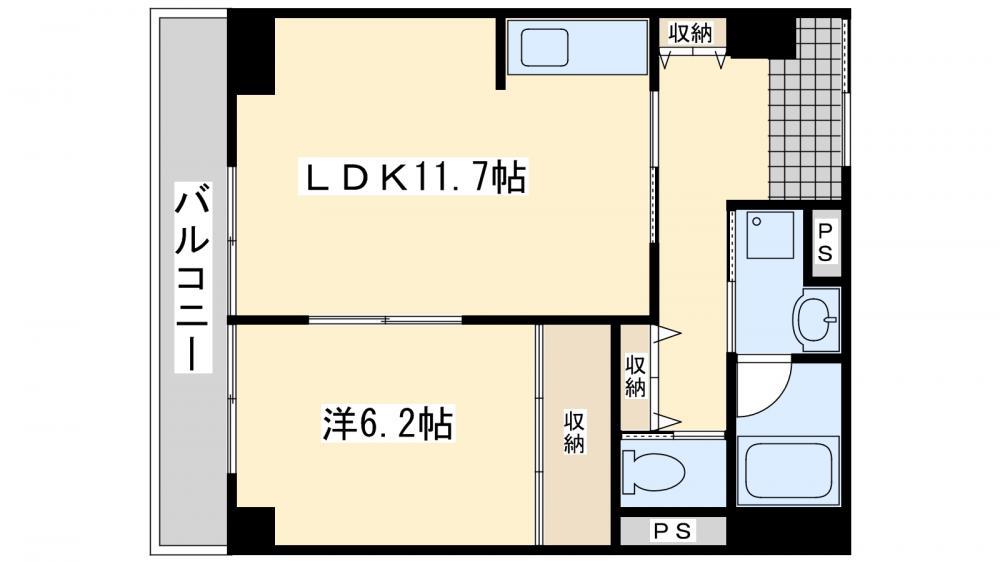 レーベント黒崎(1LDK/6階)の間取り写真