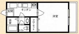 ライスラインB棟(1K/1階)の間取り写真
