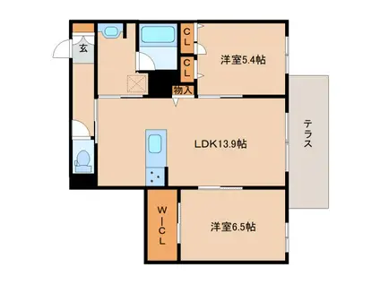 エクセレント新大宮(2LDK/1階)の間取り写真