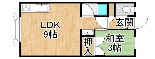 サングリーンハイツ(1DK/1階)の間取り写真