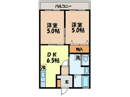 コーポ花(2DK/1階)の間取り写真