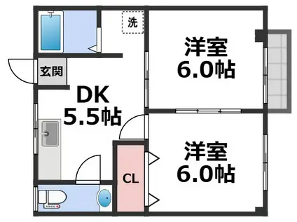 /コーポタナカ(2DK/3階)の間取り写真