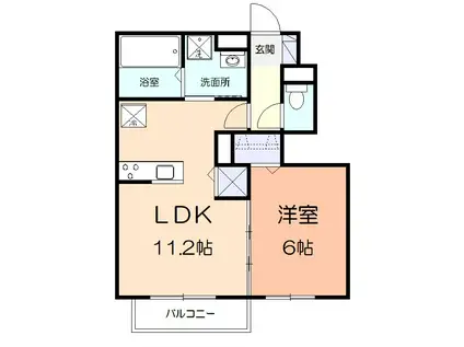 T-HAWK(1LDK/1階)の間取り写真