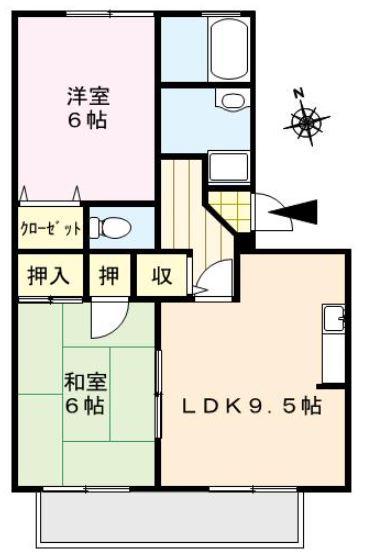 シャンポール(2LDK/1階)の間取り写真