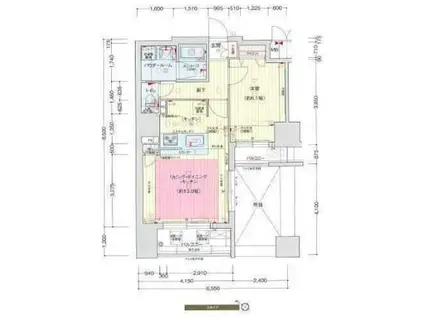 プレサンスコウベグレンツ(1LDK/7階)の間取り写真
