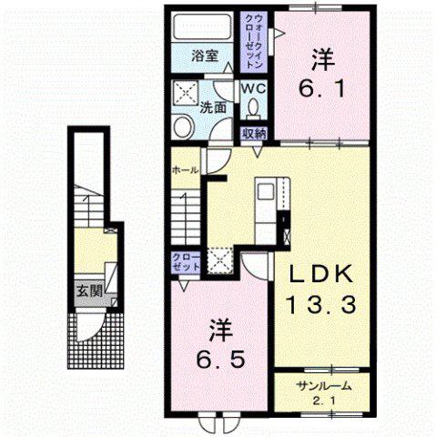 クラール中込(2LDK/2階)の間取り写真