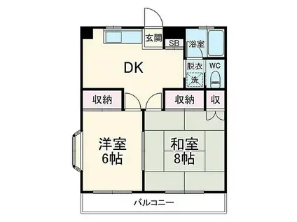カーサ戸部(2DK/3階)の間取り写真