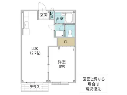 エルディム志賀(1LDK/1階)の間取り写真