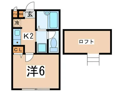 アザレ町田(1K/2階)の間取り写真