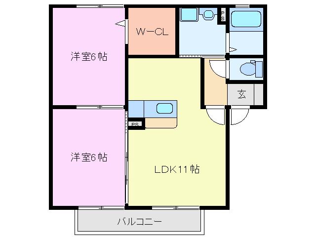 ラボレムス(2LDK/2階)の間取り写真