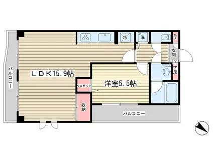 メルシー北千束(1LDK/3階)の間取り写真