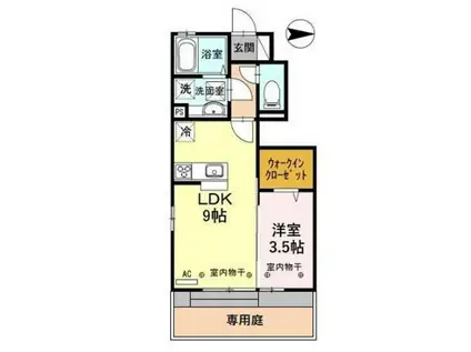 リアンカーサ(1LDK/1階)の間取り写真