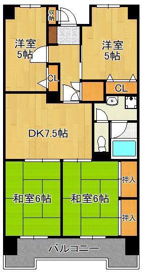 エクレール朽網II(4DK/8階)の間取り写真