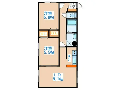 イーストCOURT894(2LDK/4階)の間取り写真