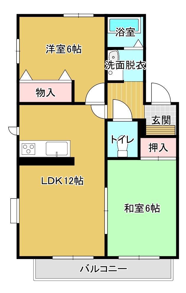 シャルルデュラン E(2LDK/1階)の間取り写真