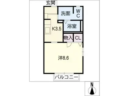 近鉄名古屋線 黄金駅(愛知) 徒歩7分 2階建 築20年(1K/1階)の間取り写真