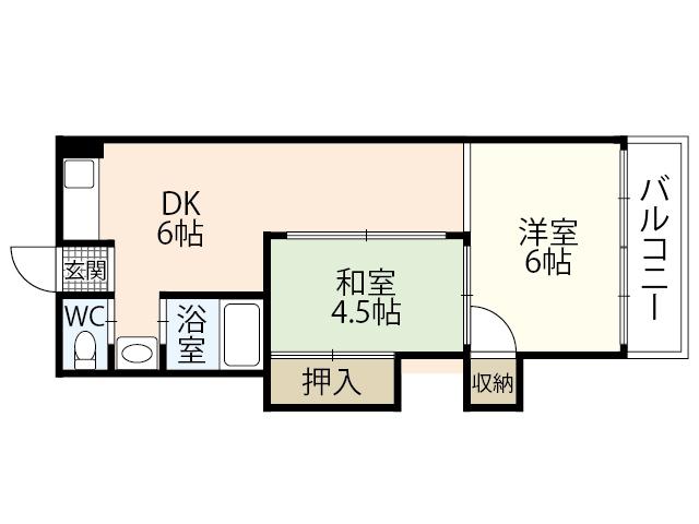 寺西ビル(2DK/4階)の間取り写真