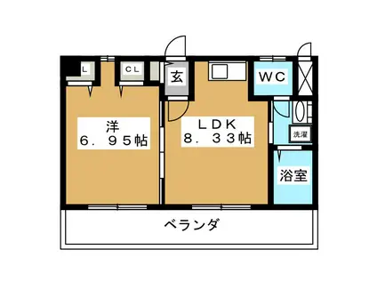 カサイマンション(1LDK/4階)の間取り写真