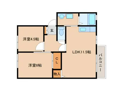 カサグランデ(2LDK/2階)の間取り写真