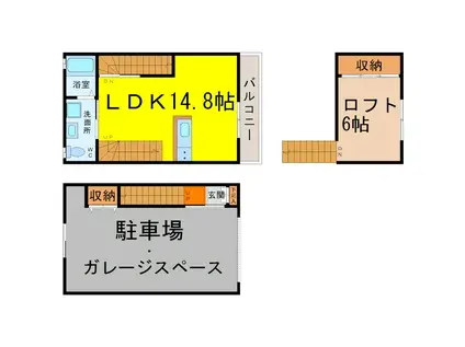 マルチスペース(1LDK/2階)の間取り写真