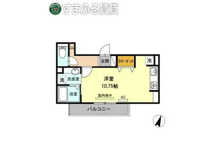 メルベーユ(ワンルーム/2階)の間取り写真