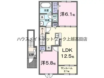 カーサさくらA(2LDK/2階)の間取り写真
