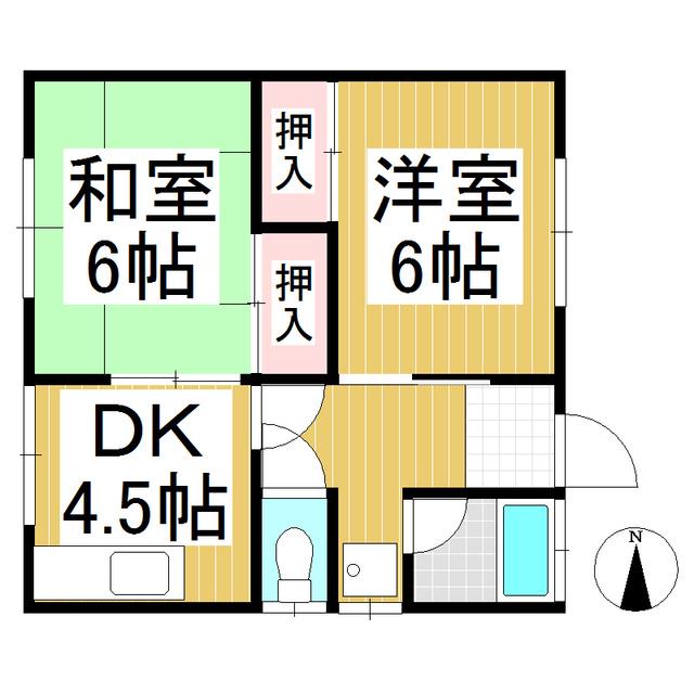 小山アパート(2DK/2階)の間取り写真